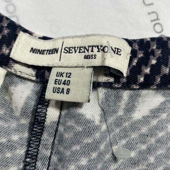 Reiss Nineteen Seventy One Goa High Tapered Pants Modern Lyocell Printed Multi S - Picture 11 of 13